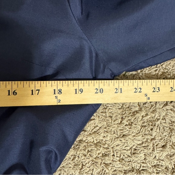 TAO Navy Blue Silk Button-Down Belted Dress size 14 Quiet Luxury Modest Career - Picture 7 of 9